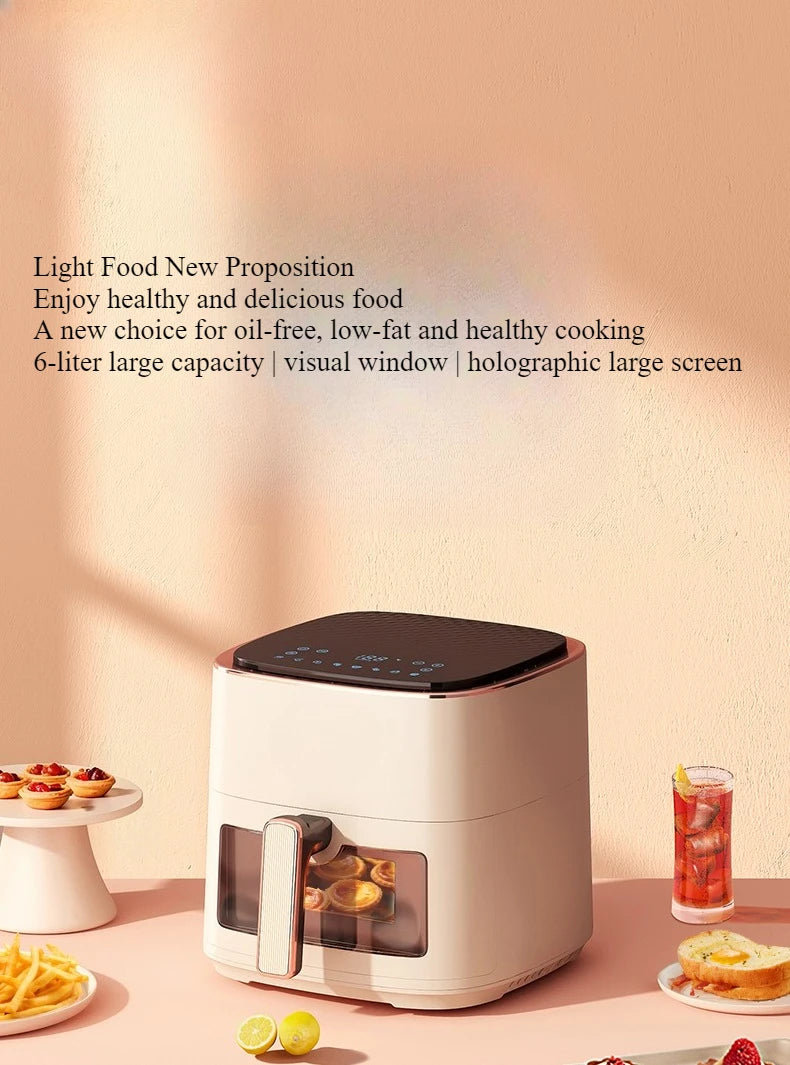 220V Air Fryer Household New Intelligent Large Capacity Visual Non Flip Oil Free Multifunctional Electric Oven Machine