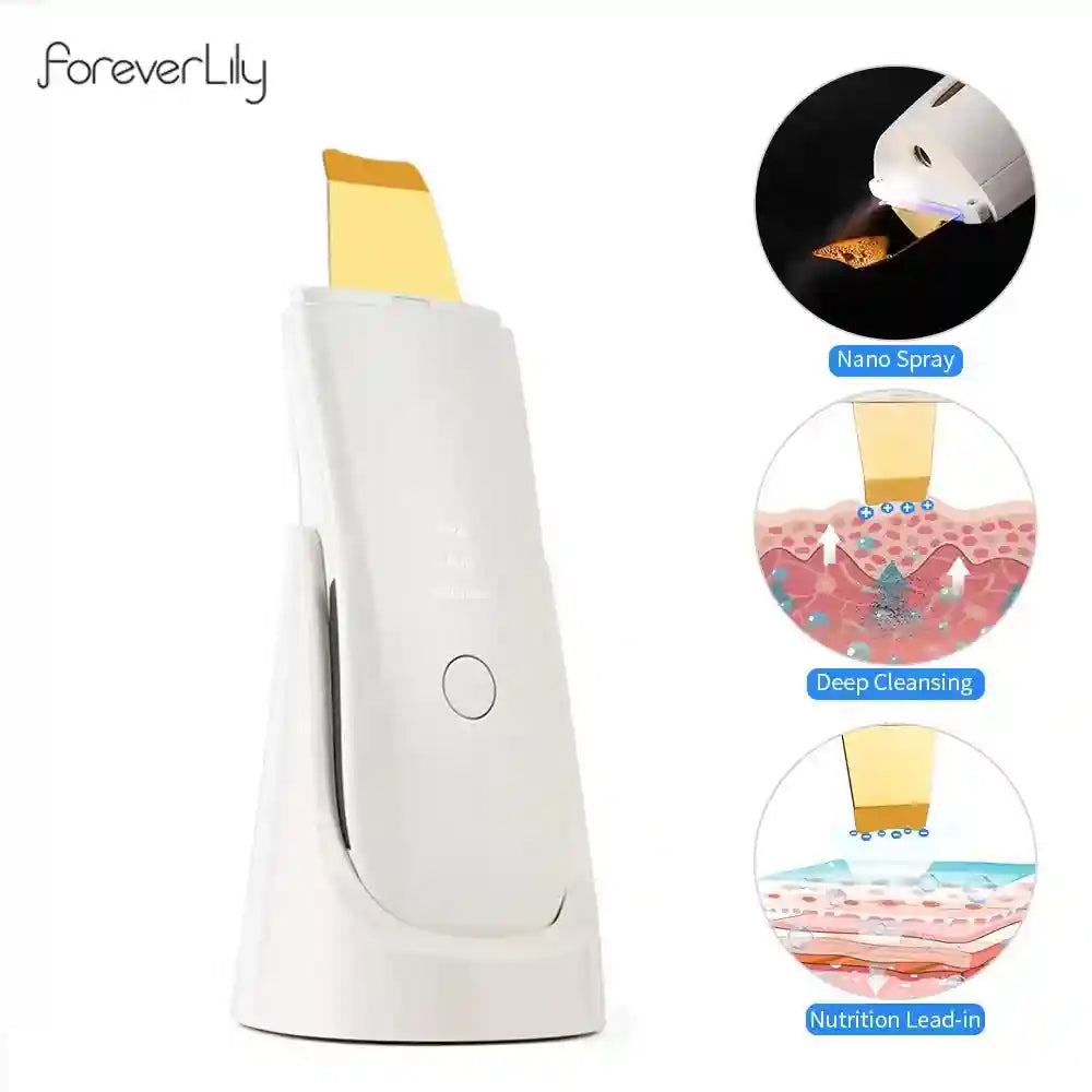 Ultrasonic Skin Scrubber | Nano Mist Deep Pore Cleansing Device (White) Scrubs Treatments Tidesmit