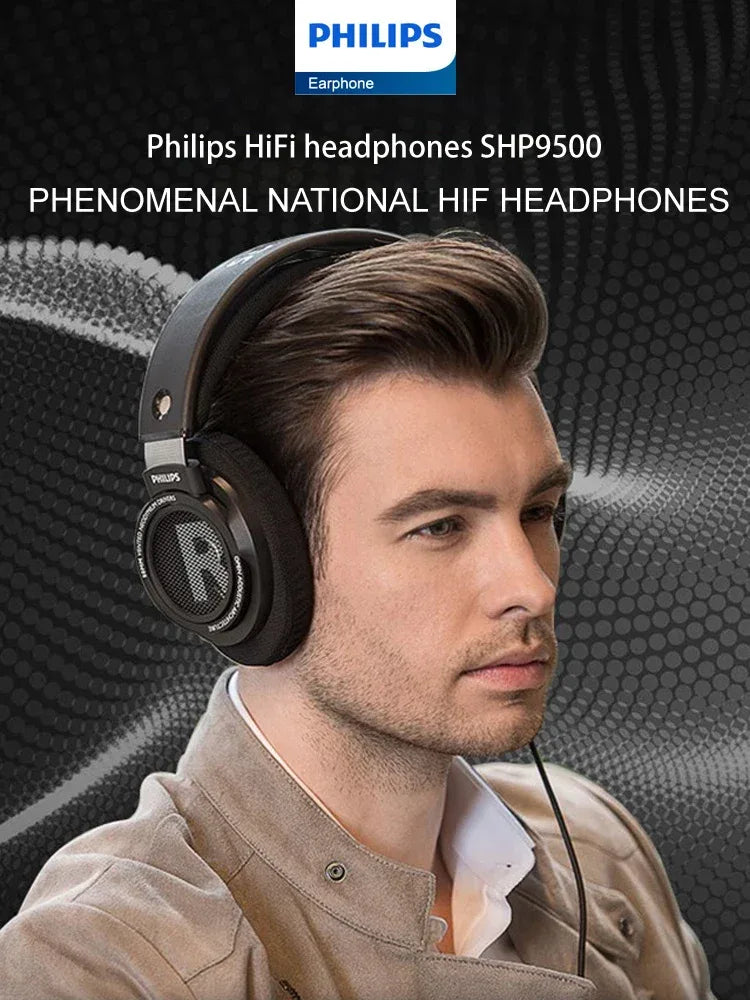 Philips SHP9500 Headphone HiFi Stereo Wired Earphone Computer Online Learning Earbuds Esports Game 3.5mm 6.3mm Universal Headset Tidesmit