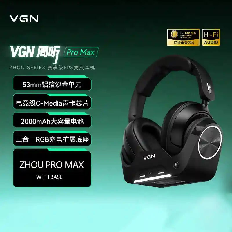 Tidesmit Wireless Gaming Headset – Low Latency Over-Ear PC Audio zhou pro max-black Tidesmit