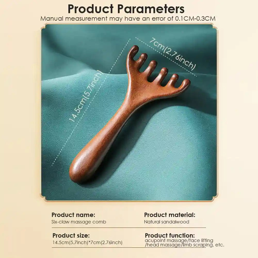 Sandalwood Facial Meridian Comb for Lymphatic Drainage | Tidesmit Massage Roller Tidesmit