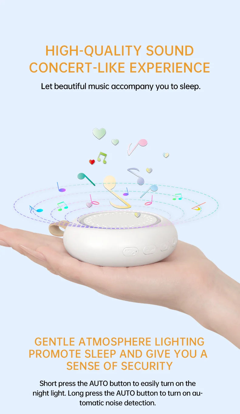 White Noise Machine 24 Soothing Sounds Portable Baby Sleep Machine Sleep Aid Machine with Sleep Light Night Type-c Rechargeable
