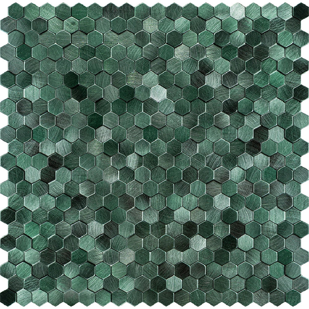 Luxury Metal Stainless Steel Wall Mosaic 3D Bathroom Mosaic Tile Aluminum Hexagon Mosaic Background Wall Sticker Self-adhesive