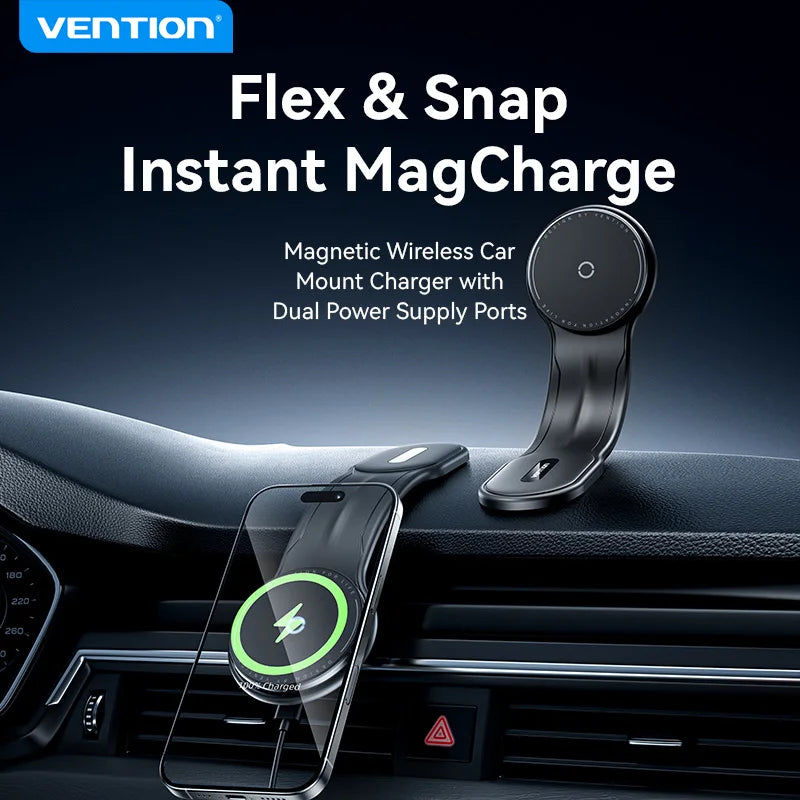 Magnetic Wireless Car Phone Charger - 15W Qi Certified Mount Tidesmit
