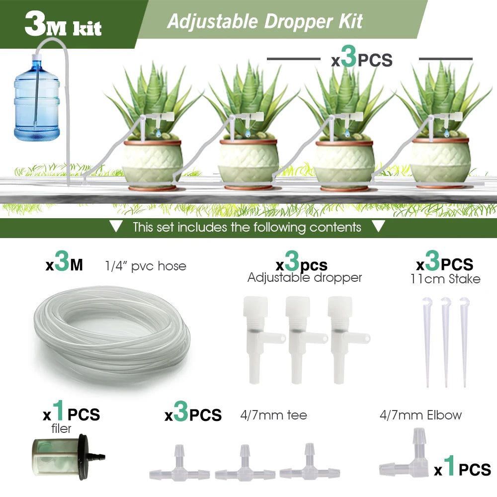 Garden Drip Irrigation Kit with Regulating Valve Potted Plant Watering Device 4/7mm Hose Watering Saving Micro Dripper Greenhous
