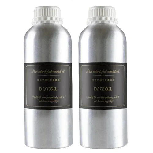 Two silver Daqioil essential oil bottles for aromatherapy wellness and sleep support.