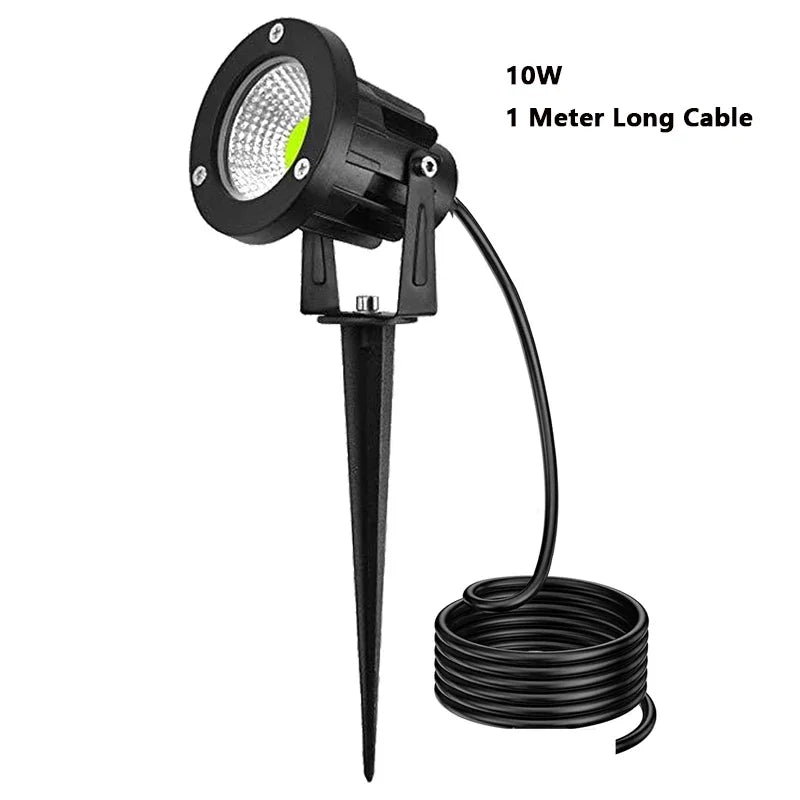 1 Meter Cable IP65 LED Landscape Spike Lamp 5W 10W Warm White Blue Spot Light for Garden Lawn AC DC12V24V 220V110V