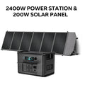 CTOLITY AP2000 2400W Portable Solar Generator Kit with Solar Panel 200W 2048Wh LiFePO4 Battery Power Station, AC Outlet, and Pure Sine Wave Emergency Power Supply for Camping Outdoor and RV Use