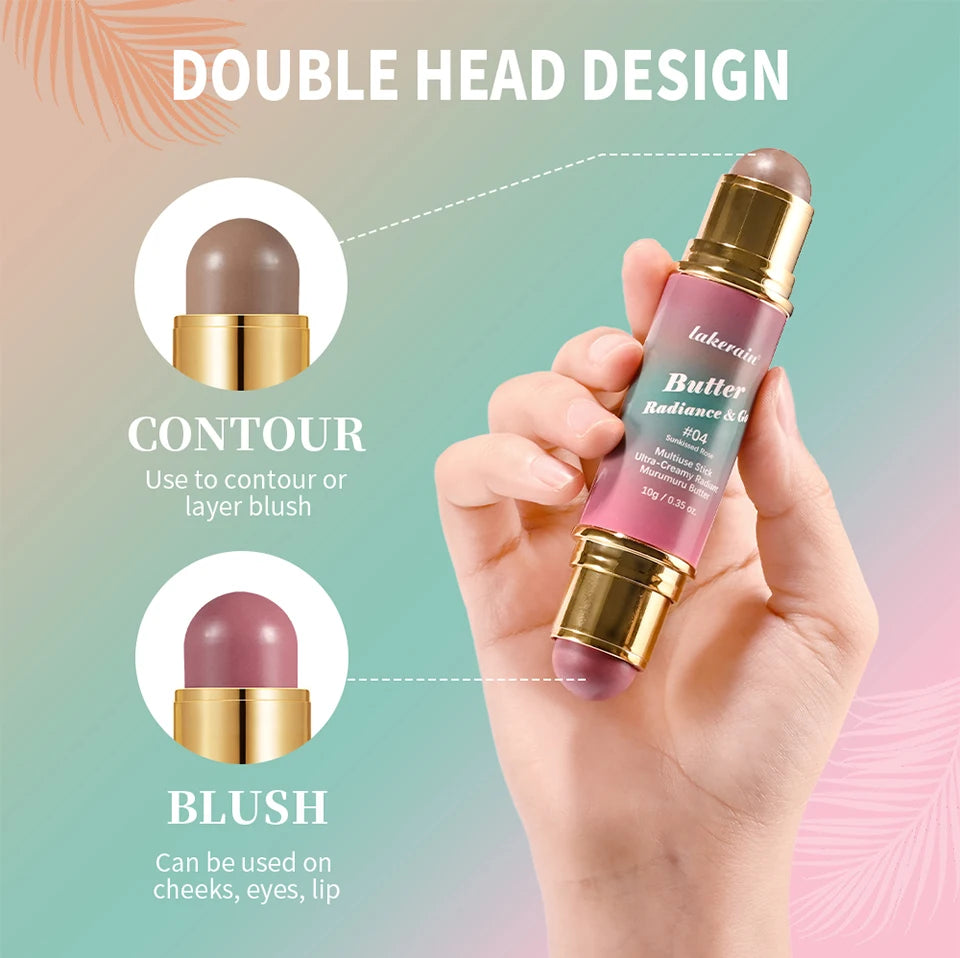 Tidesmit Double-Headed Bronzer Blush Stick in matte and glossy finish for cheek contouring and multiuse makeup application