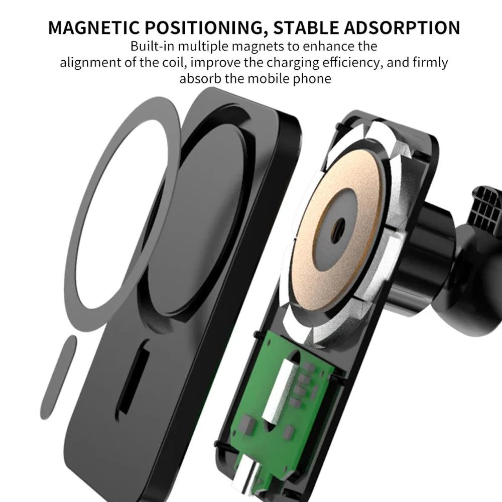 Magnetic Wireless Car Charger for iPhone 12-17 | Qi Certified Fast Charge Tidesmit