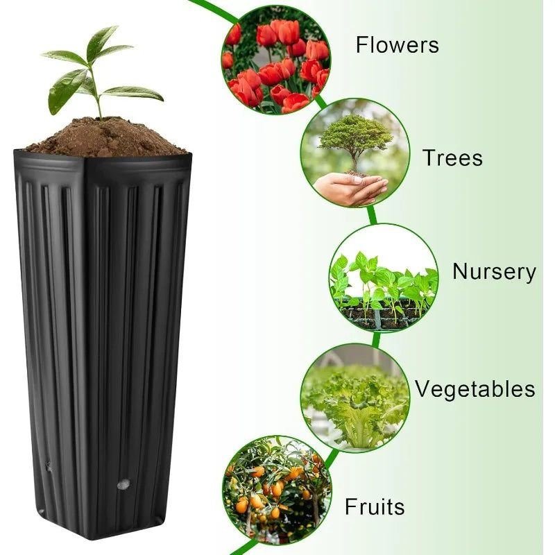 Plastic Deep Plant Nursery Pots Large Seedling Flower Container Starting Pots with Drainage Holes for Indoor Outdoor Gardening