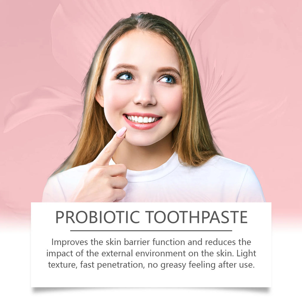 Tidesmit Sp10 probiotic toothpaste for teeth whitening, plaque removal, and gum protection.