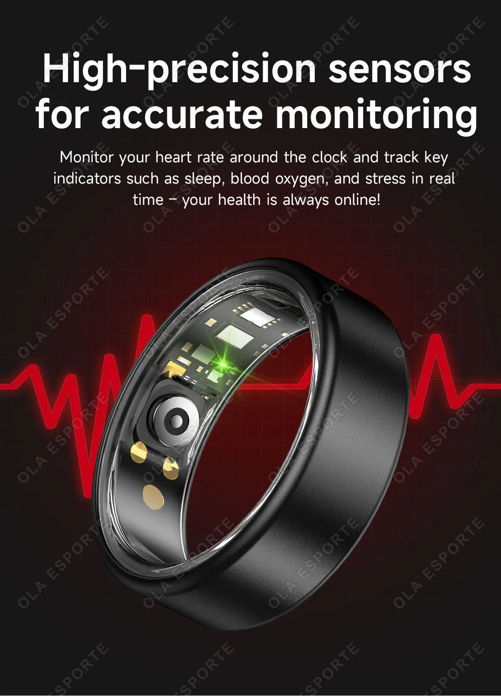 New Various Colors Available Smart Ring Bluetooth Heart Rate Sleep Monitoring Men Women Smartring Waterproof Health Sport Rings