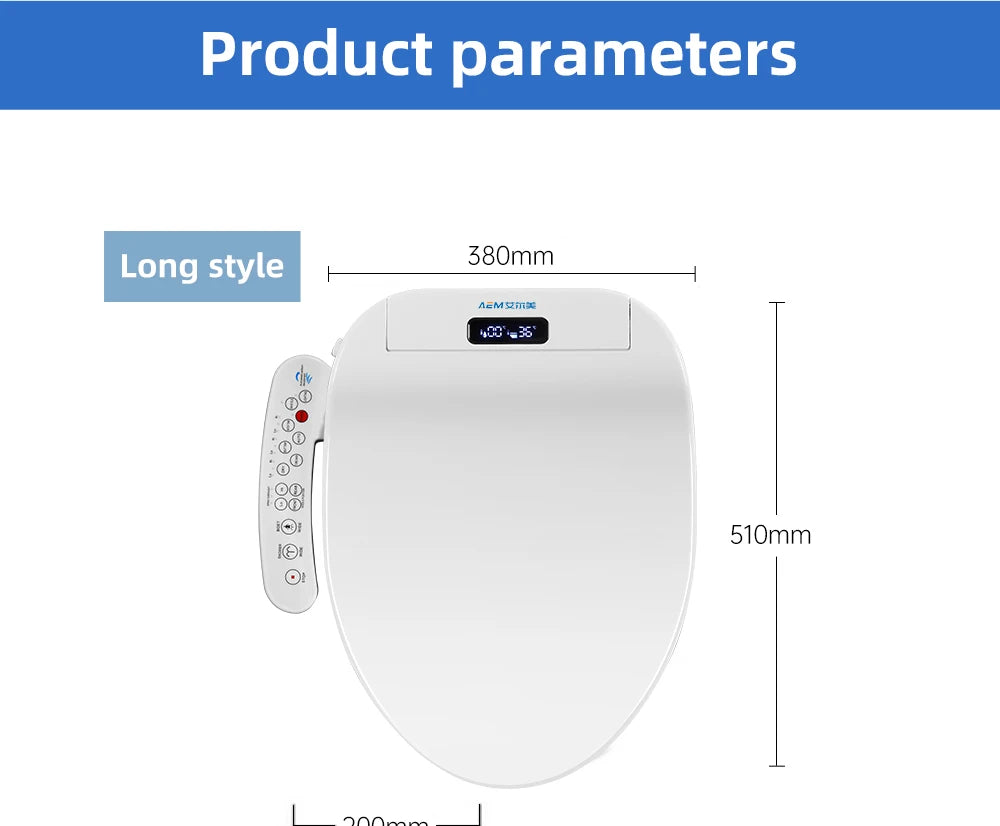 Smart Toilet Seat Cover - Water&Energy Saving, Instant Heating, Self-Cleaning, LED Night Light-Efficient Hygienic Bathroom Lid