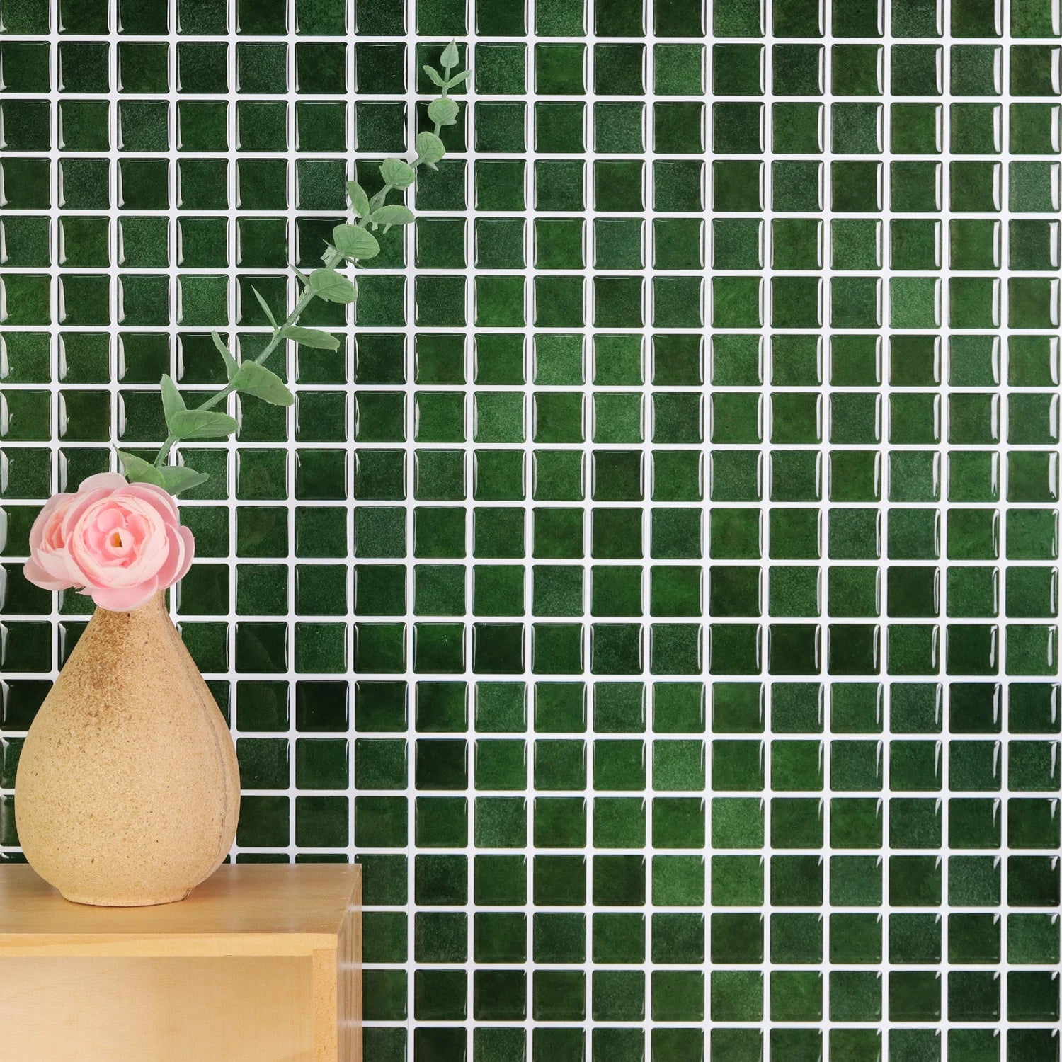 3pcs Christmas Style Wall Sticker Mosaic Tiles Self Adhesive Kitchen Vinly Wallpaper  Removable Waterproof Square Wall Decals