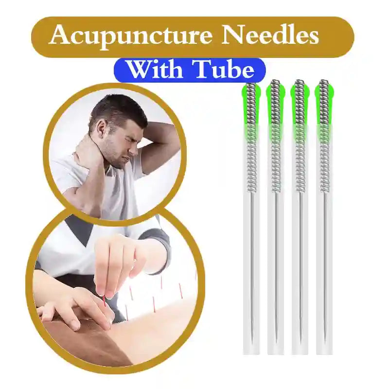 Acupuncture Needles with Guide Tubes 100 Pack - Sterile Professional Massage Roller Tidesmit