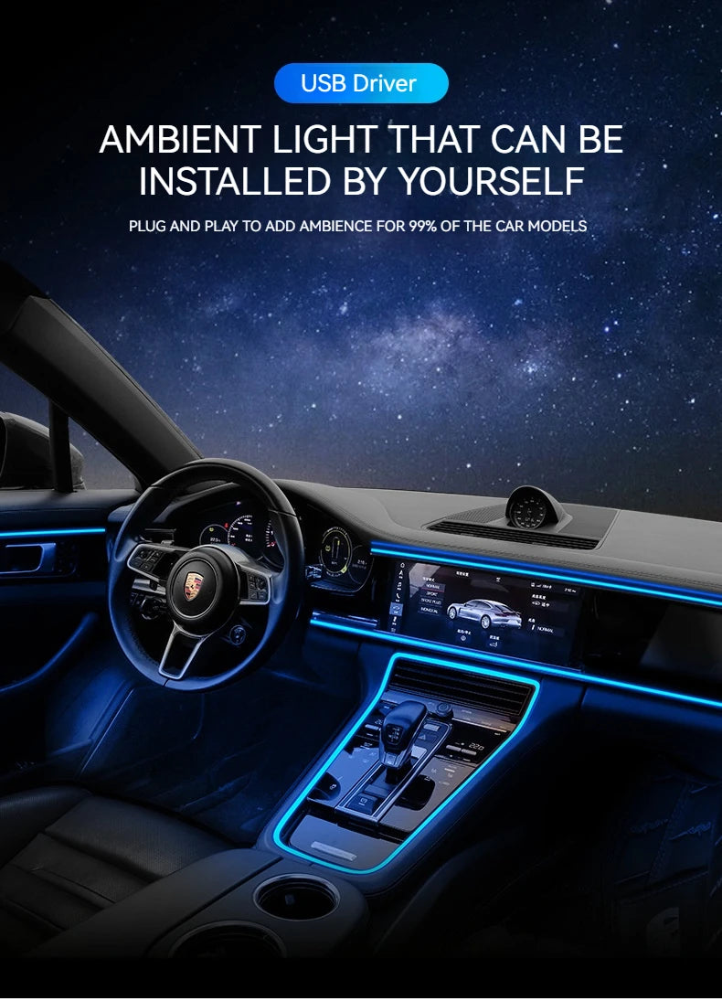 Car Interior Ambient LED Light Kit 3M Dashboard Neon Strip by Tidesmit Tidesmit