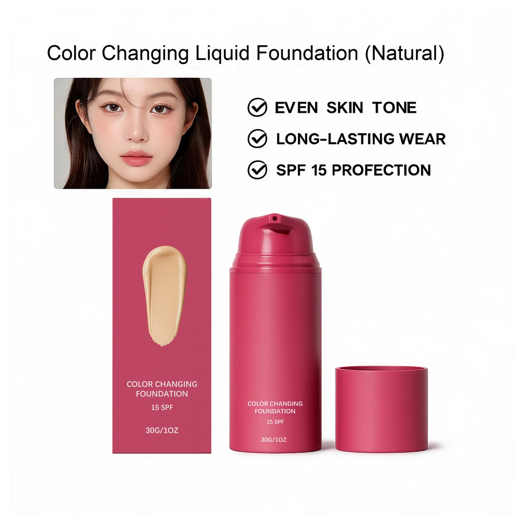 Tidesmit color changing foundation texture close-up showing full coverage moisturizing SPF15 face makeup