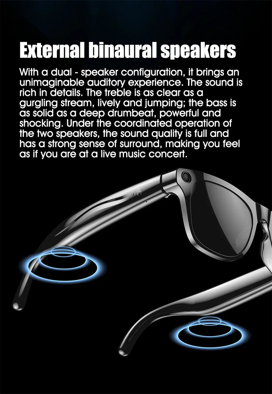 Smart Glasses with AI Camera and 1080P HD Bluetooth Audio Tidesmit