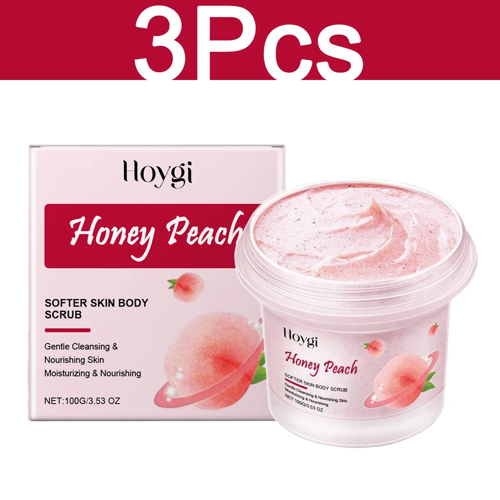 Peach Body Scrub - Professional Smoothing Skin Exfoliator (100g) Scrubs Treatments 3 Pcs Tidesmit