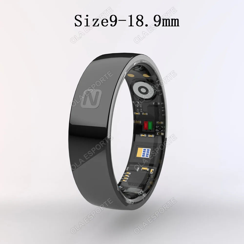 Smart Health Ring - Waterproof Fitness Tracker with Biometric Sensor Black 9 Tidesmit