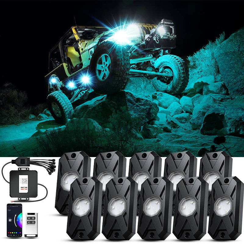 Underglow Rock Lights RGB LED Kit for Truck ATV UTV - Tidesmit EL-XDP-10 Tidesmit