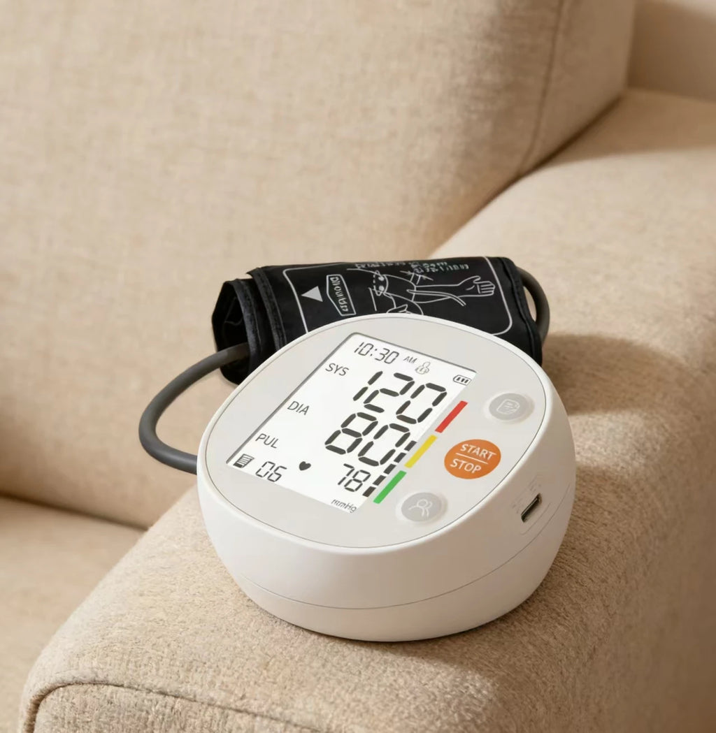 Upper Arm Blood Pressure Monitor Round Large Screen Fully Automatic High Precision Medical Grade Electronic BP Meter for Home