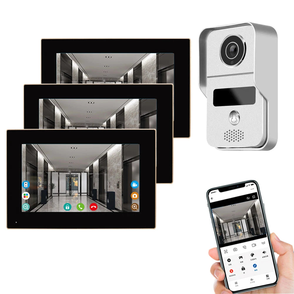 Support Tuya app WiFi visual intercom doorbell system 7/10 inch touch screen indoor monitoring intelligent villa home security