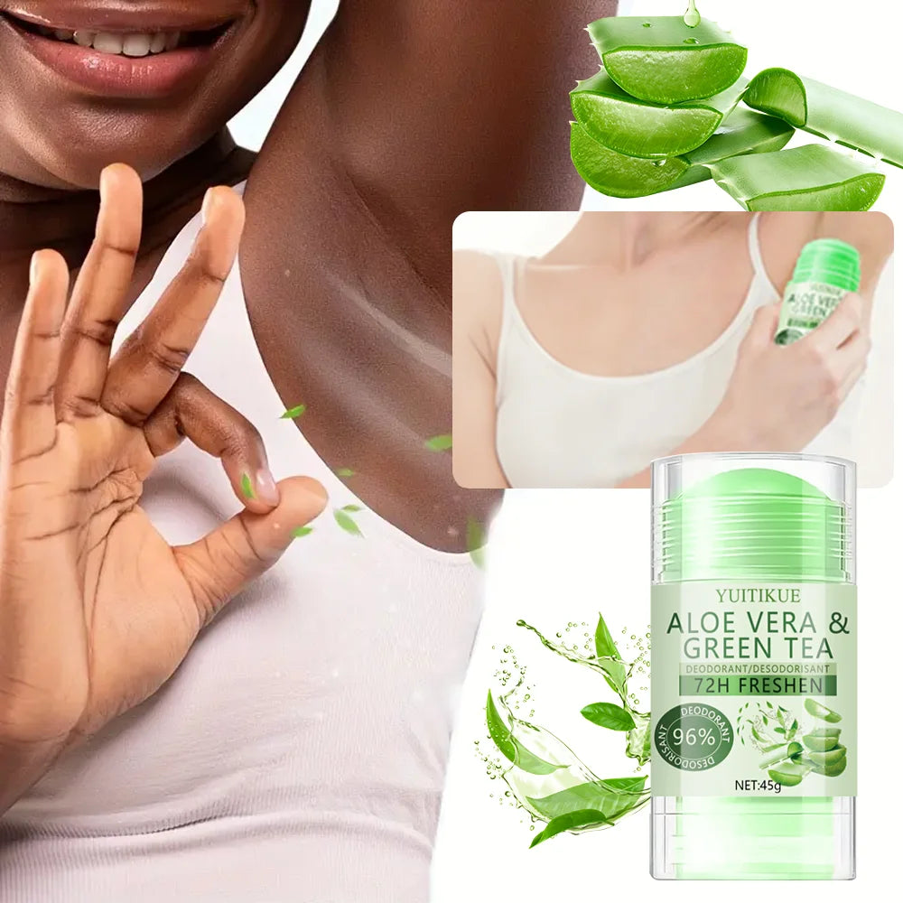 Tidesmit YUITIKUE Aloe & Green Tea Deodorant 45g, 72H whole body fresh 3-in-1 odor, sweat, and skin care stick