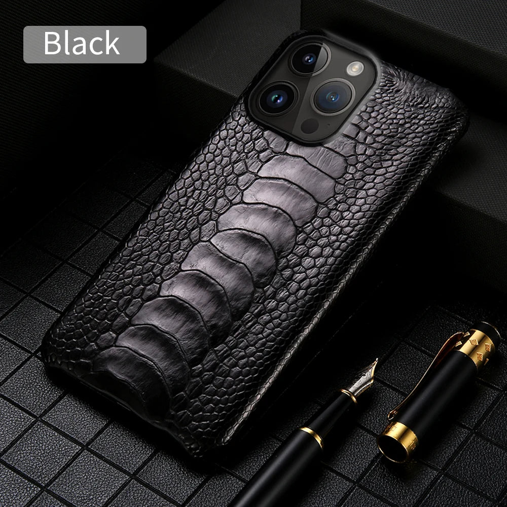 iPhone 16 Pro Max Genuine Leather Case | Slim Shock-Absorbing Cover black Tidesmit