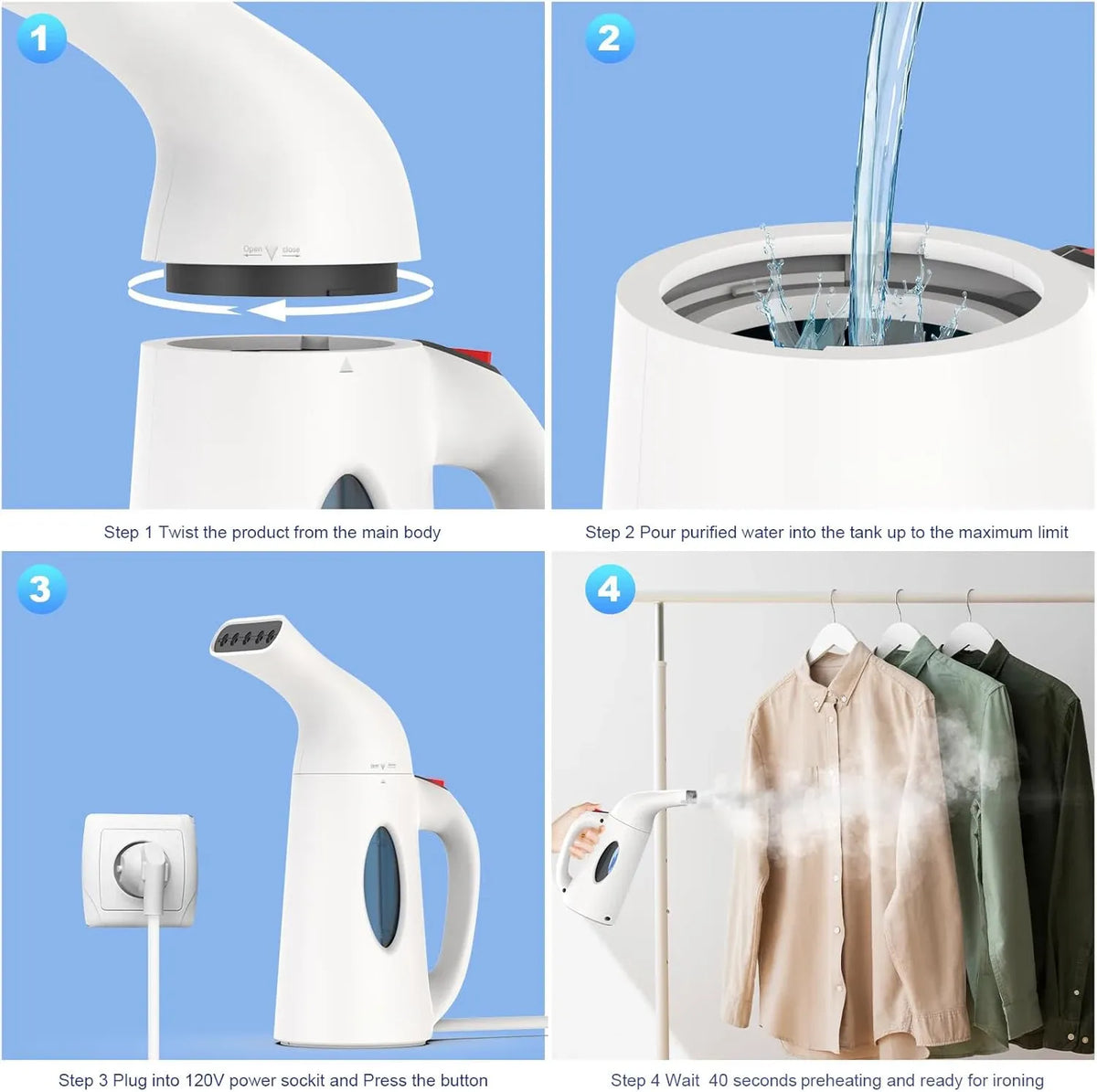 HATTEKER H106 Portable Handheld Garment Steamer 700W 120ml