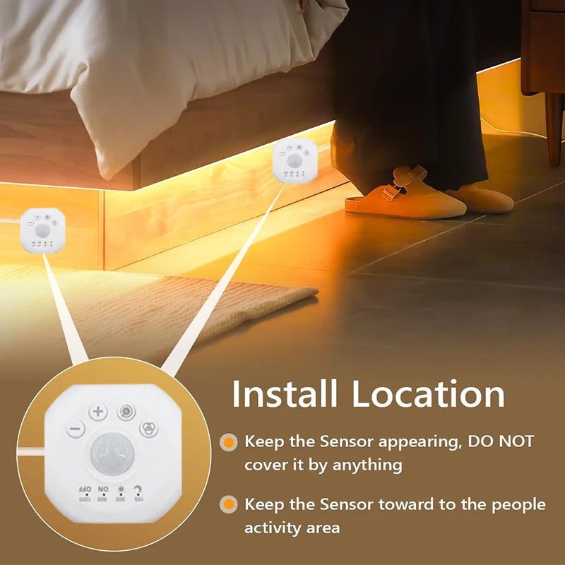 Motion Sensor Stair Lights With Chase Effect Under Bed Lights Under Cabinet Lights, Motion Activated Led Light Strip for Home