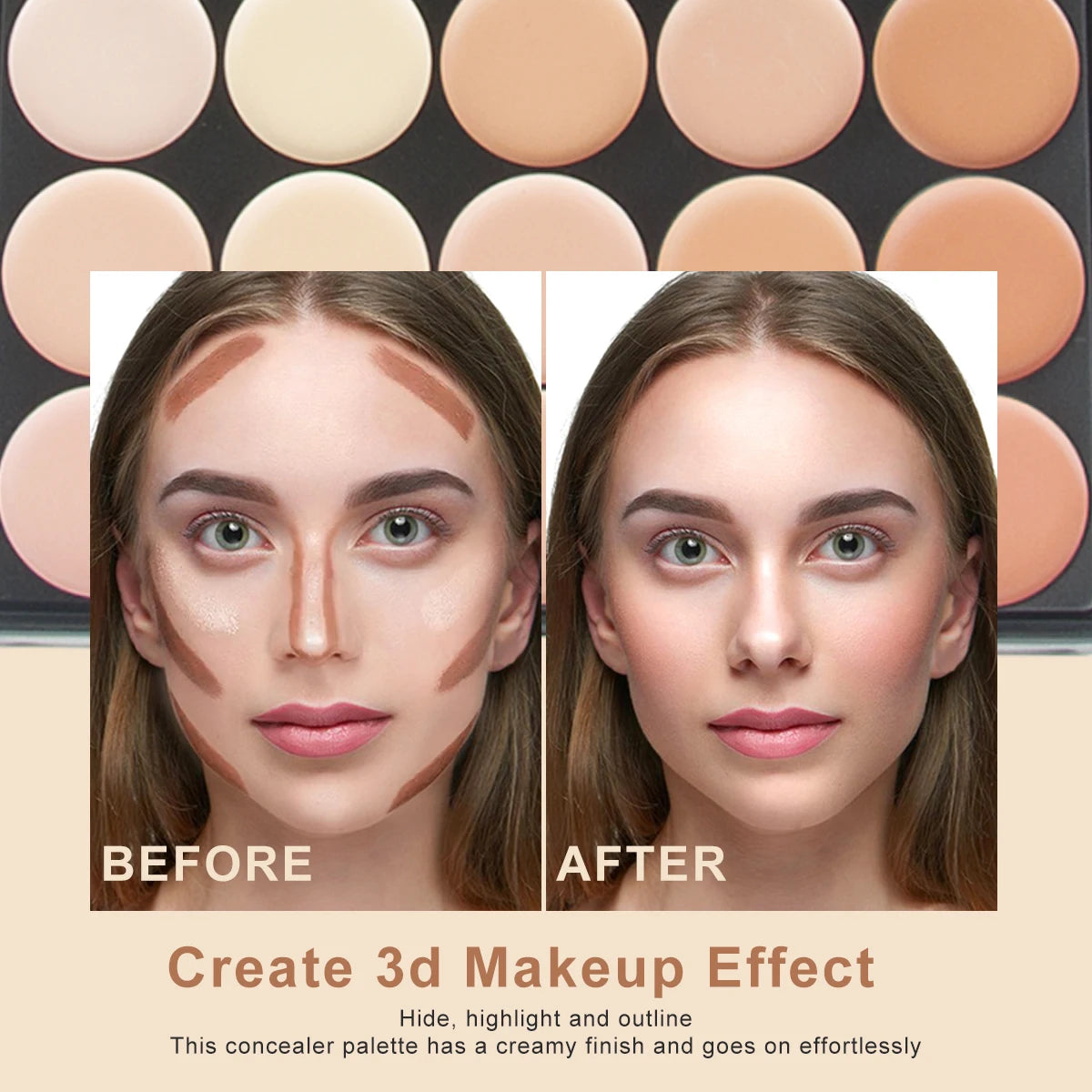 Tidesmit 15 color multifunction cream concealer palette for covering acne marks and dark circles face makeup