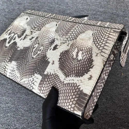 2024 New Snake Leather Men's Clutch Bag Busienss Large Capacity Envelope Bag Leisure Real Leather Clutch For Man 45