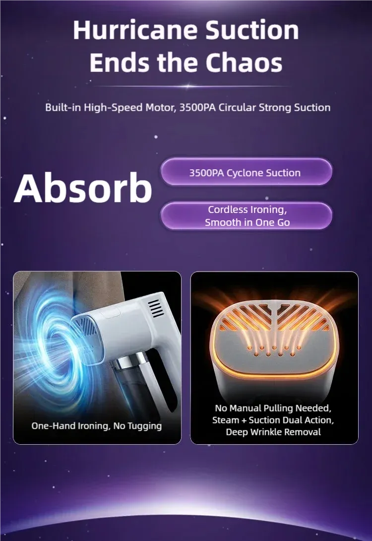 TINSOL 1200W Vacuum Suction Steam Iron