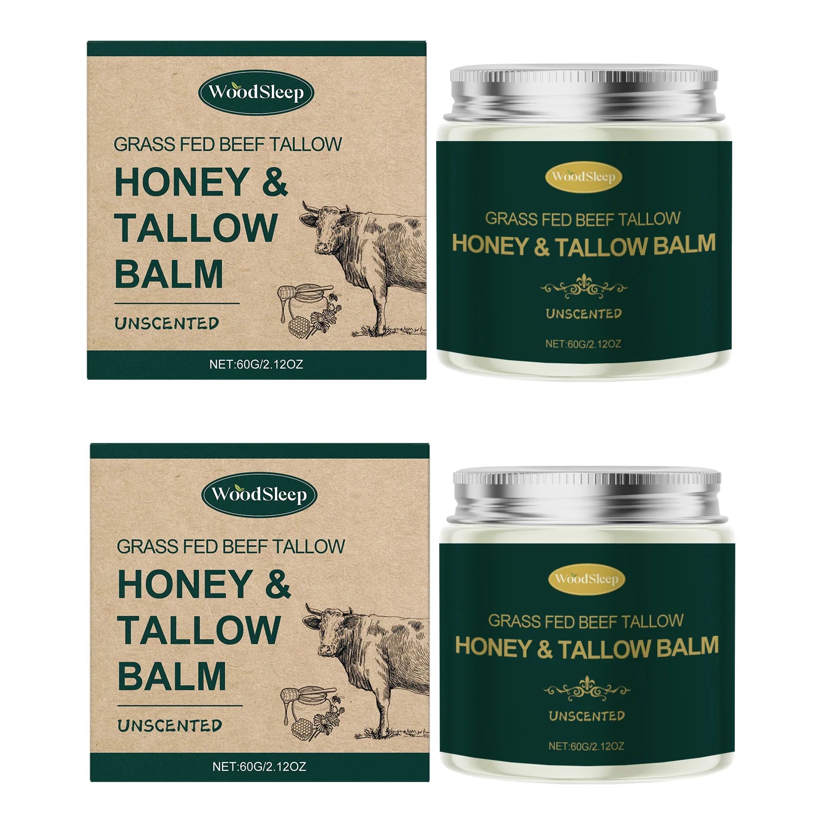 Beef Tallow Honey Face Cream Moisturizing Hydrating Nourishing For Dry Skin Gentle Skin Friendly Daily Facial Care All Skin 60G