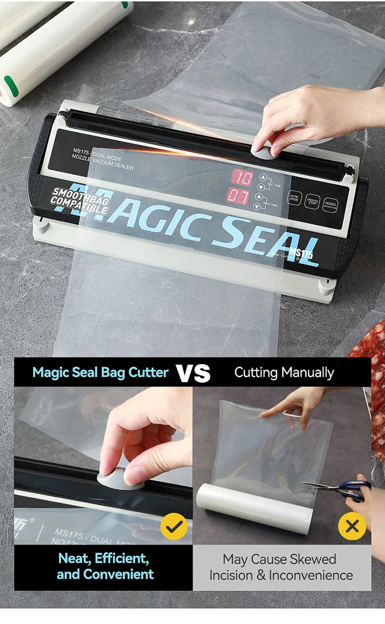 Vacuum Packaging Machine for Food Plastic Bags Sealer Sealing Machine Mylar Bags Kitchen Packer Automatic Manual Modes Home Appl