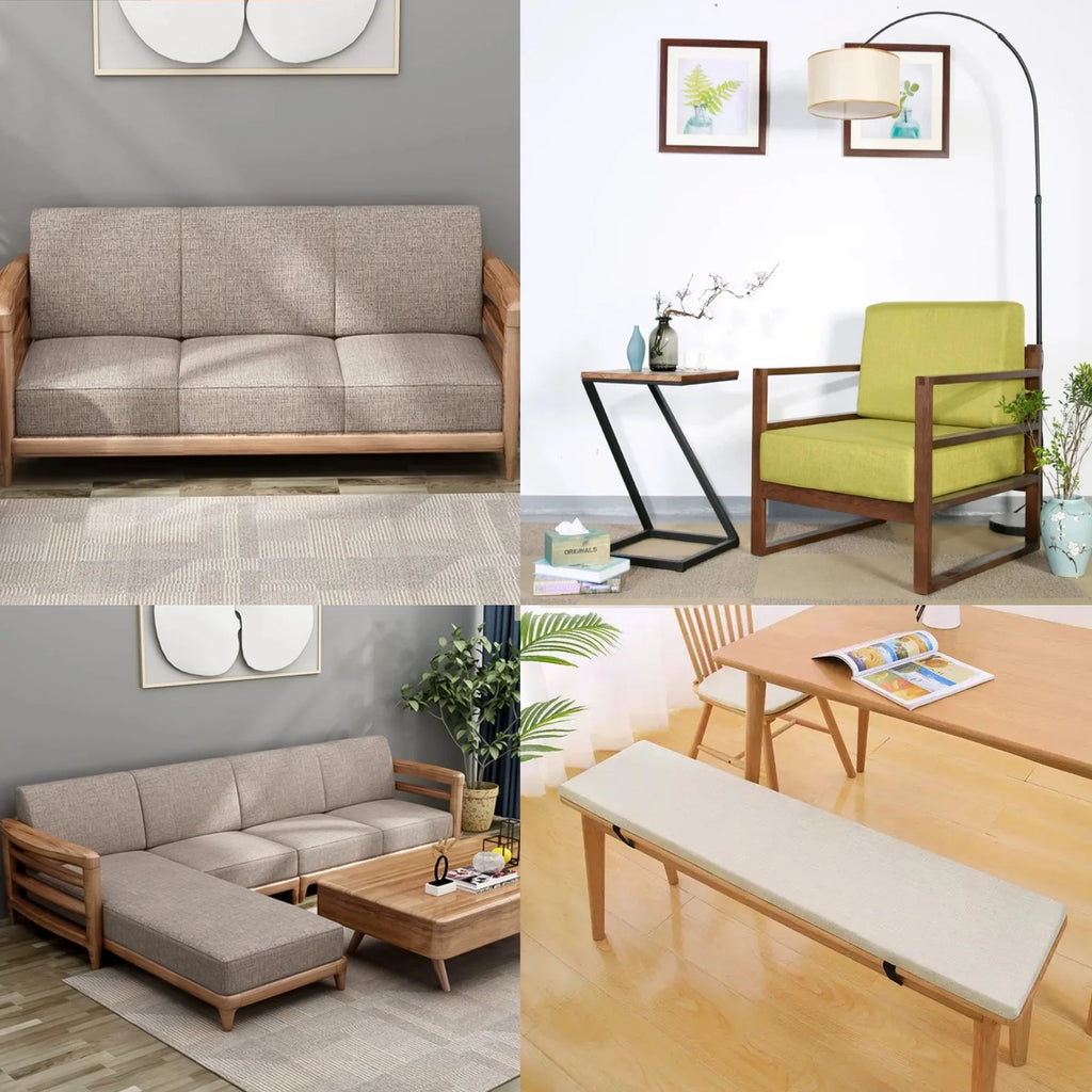 Custom Bench Cushion  Chair Sofa Pads  Indoor Furniture Cushion Personalized Cushions Optional Addition Piping Straps and Ties