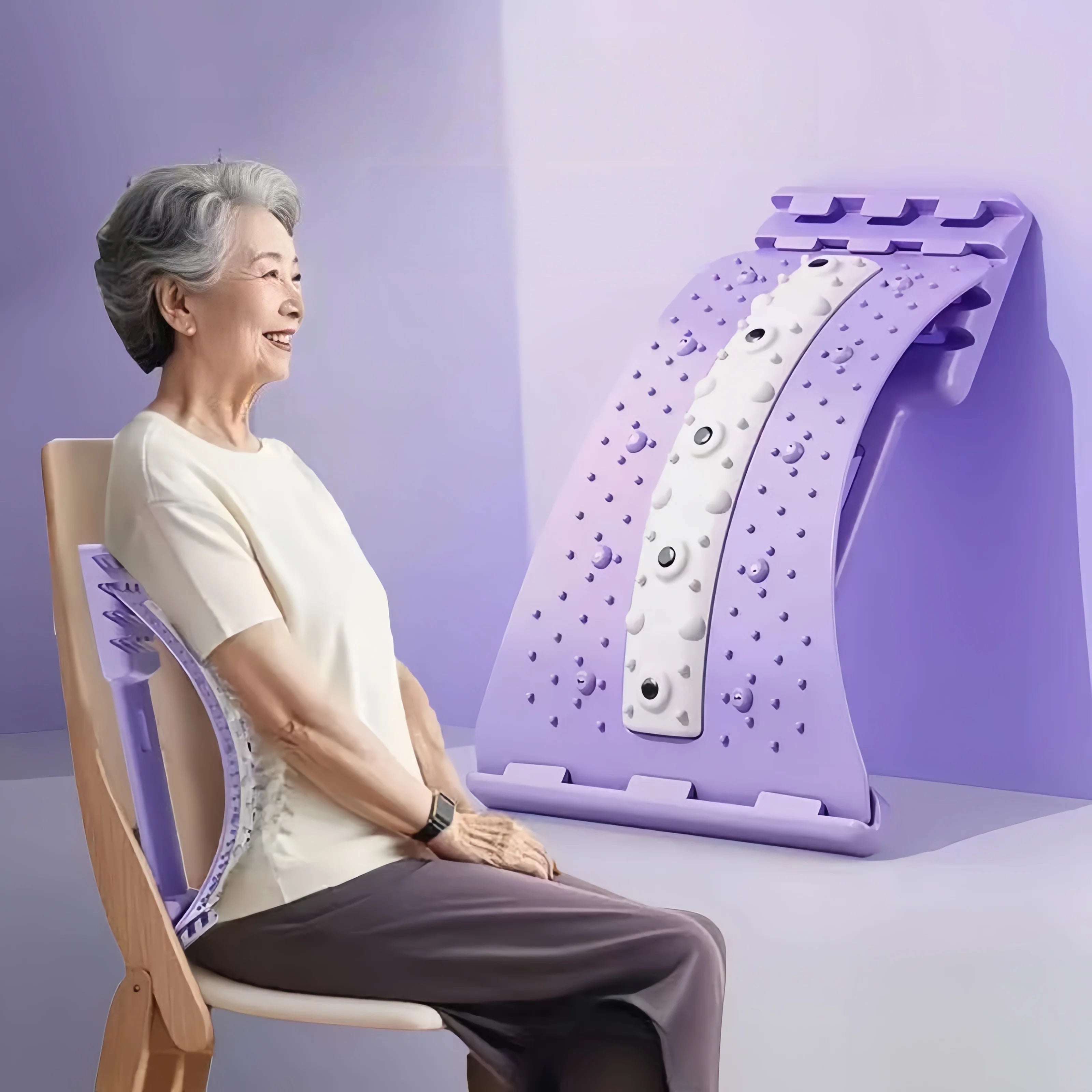 Back Massager for Lower Back Pain Relief - Rechargeable Spinal Stretcher Back Massage Instrument Tidesmit