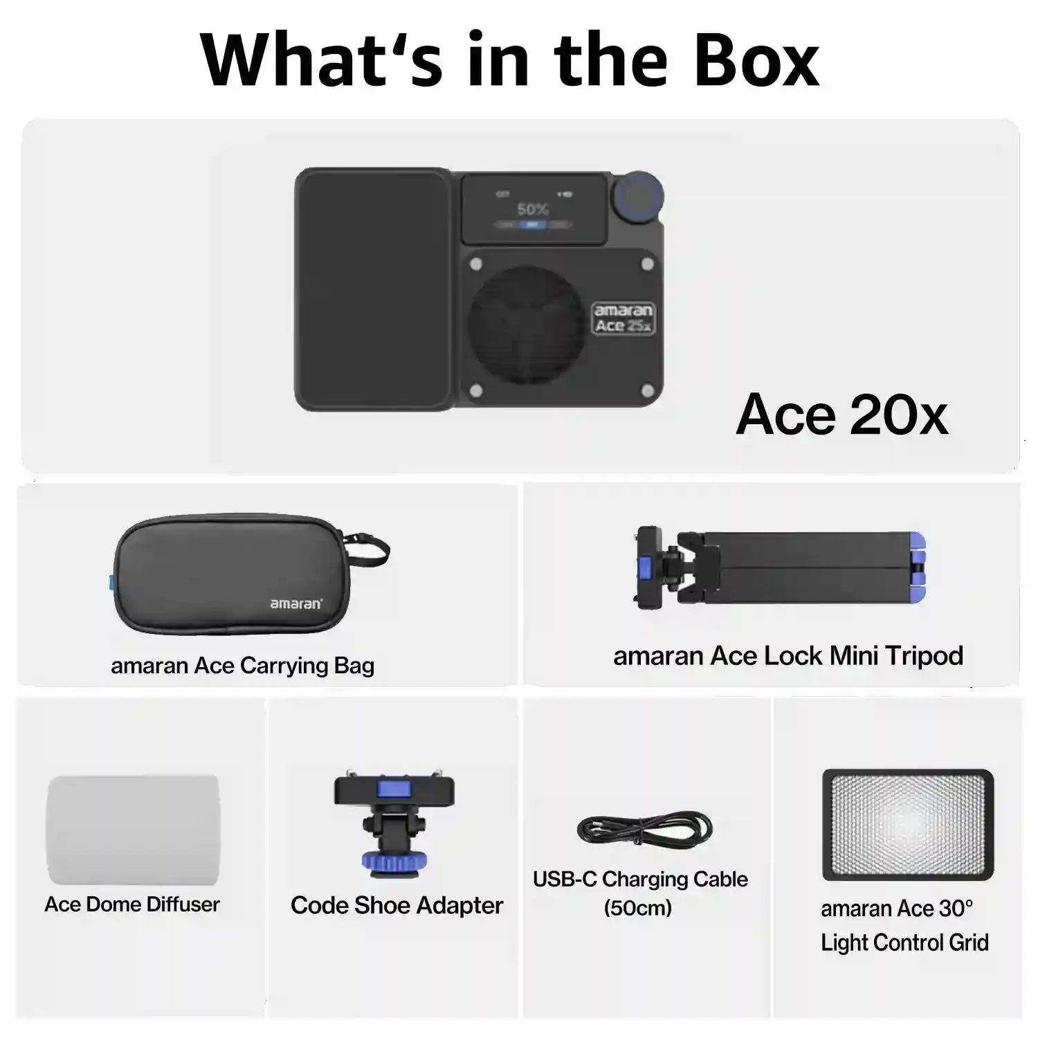 Amaran Ace 25x Pocket Bi-Color LED Video Light for Content Creators Ace 25x Kit Charcoal Tidesmit