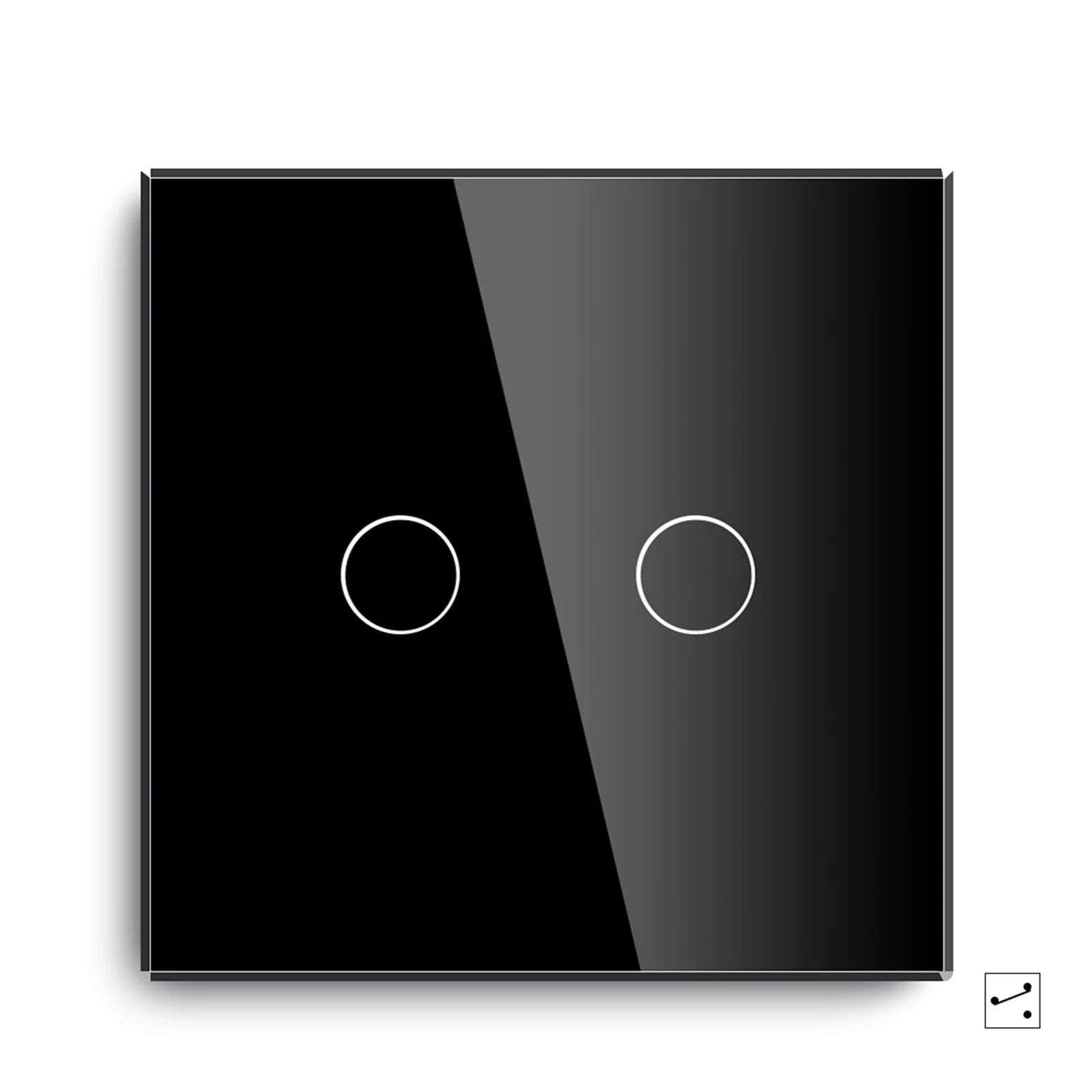 Crystal Glass WiFi Smart Light Switch | App-Controlled Wall Mount 2 Gang 2 Way Black Tidesmit