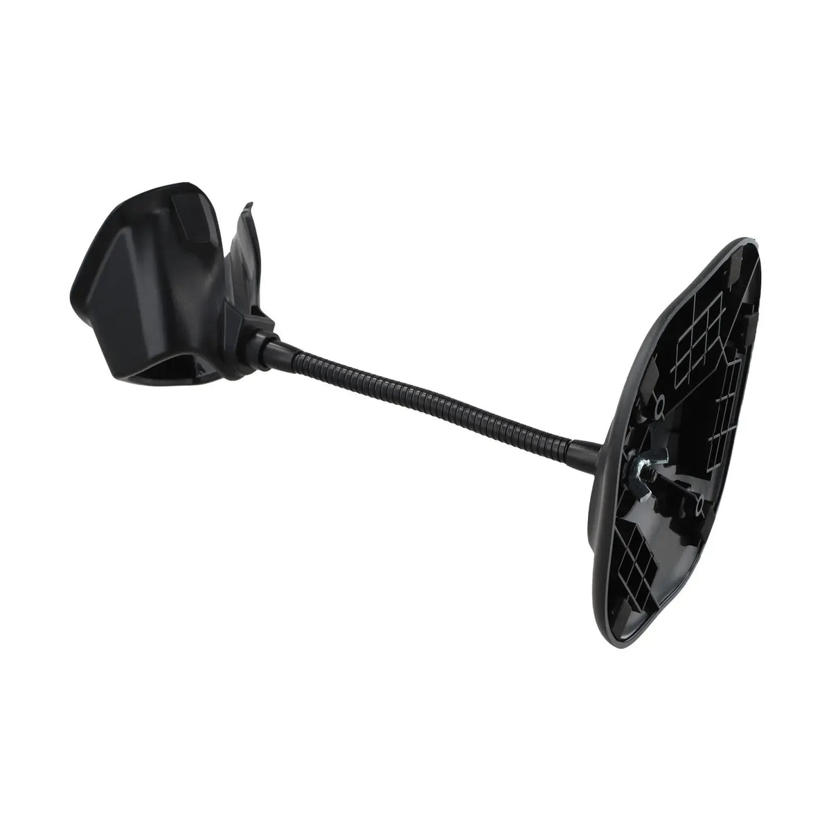 Black adjustable scanner cradle on flexible gooseneck with side mounting plates