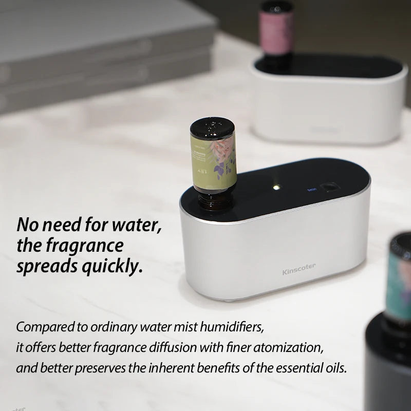 KINSCOTER Portable Waterless Aroma Diffuser Essential Oil Nebulizing Diffusion Machine for 10ml 20ml Oil Bottles with Bag