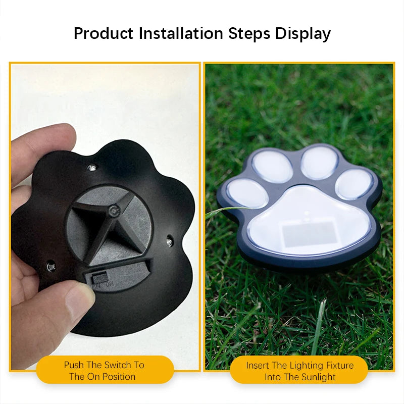4PCS, Solar LED Lights, Outdoor Lights, Pet Dog Paw Lights, Smart Light Sensor Switches, Ideal for Garden Lawn Lighting