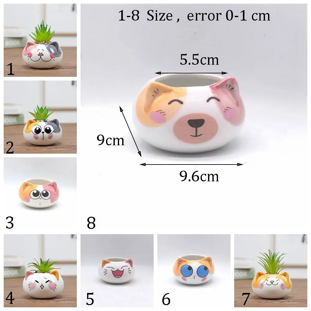 Creative Cute Flower Planter Ceramics Ornament Handmade Succulent Potted Bonsai Accessories Flowerpot Garden Supplies