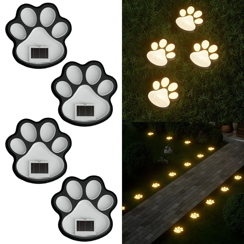 4PCS, Solar LED Lights, Outdoor Lights, Pet Dog Paw Lights, Smart Light Sensor Switches, Ideal for Garden Lawn Lighting
