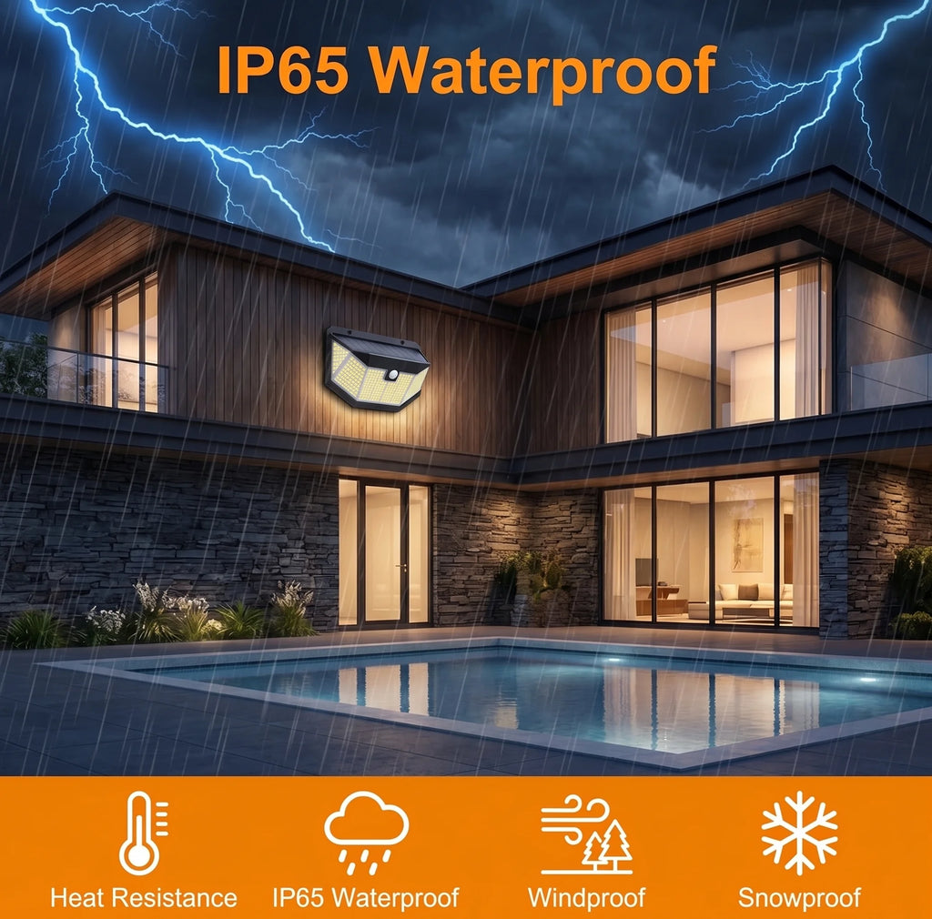 300 LED Solar Outdoor Lights 270° Wide Angle Motion Sensor Security Wall Lamp IP65 Waterproof for Garden