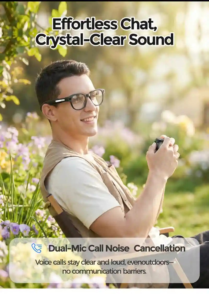 AI Smart Glasses with Spatial Audio and Integrated HD Camera Tidesmit