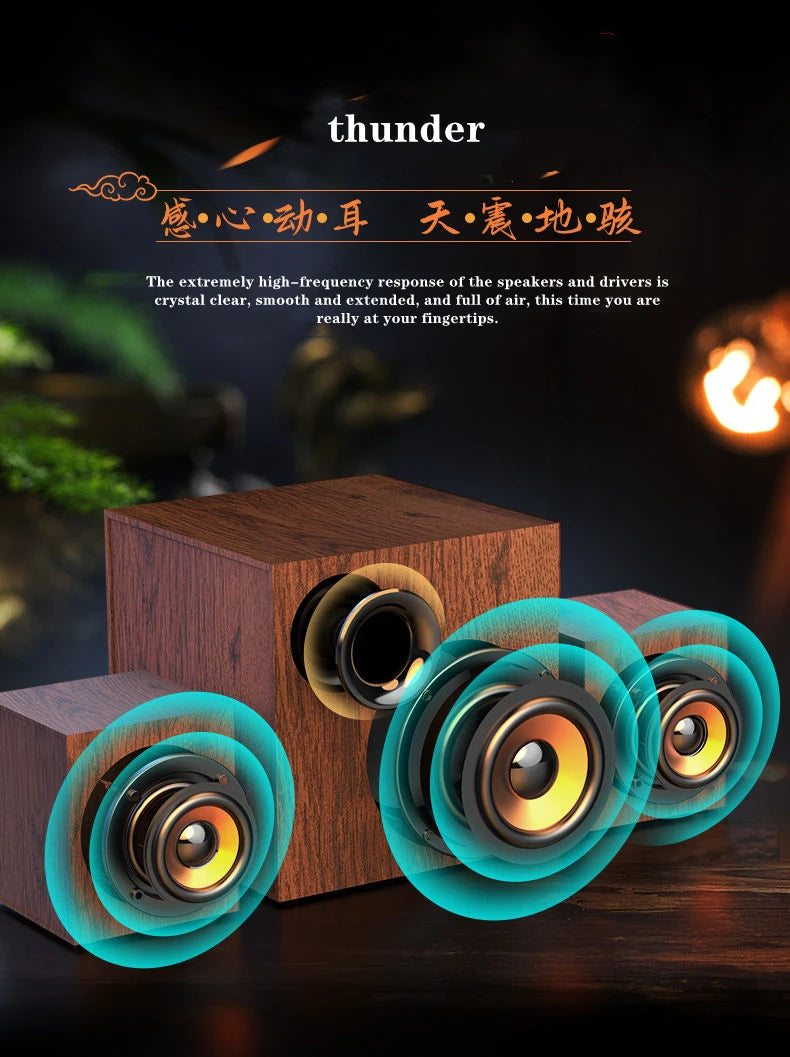Portable Bluetooth Speaker - Wooden Desktop Audio with Deep Bass Tidesmit