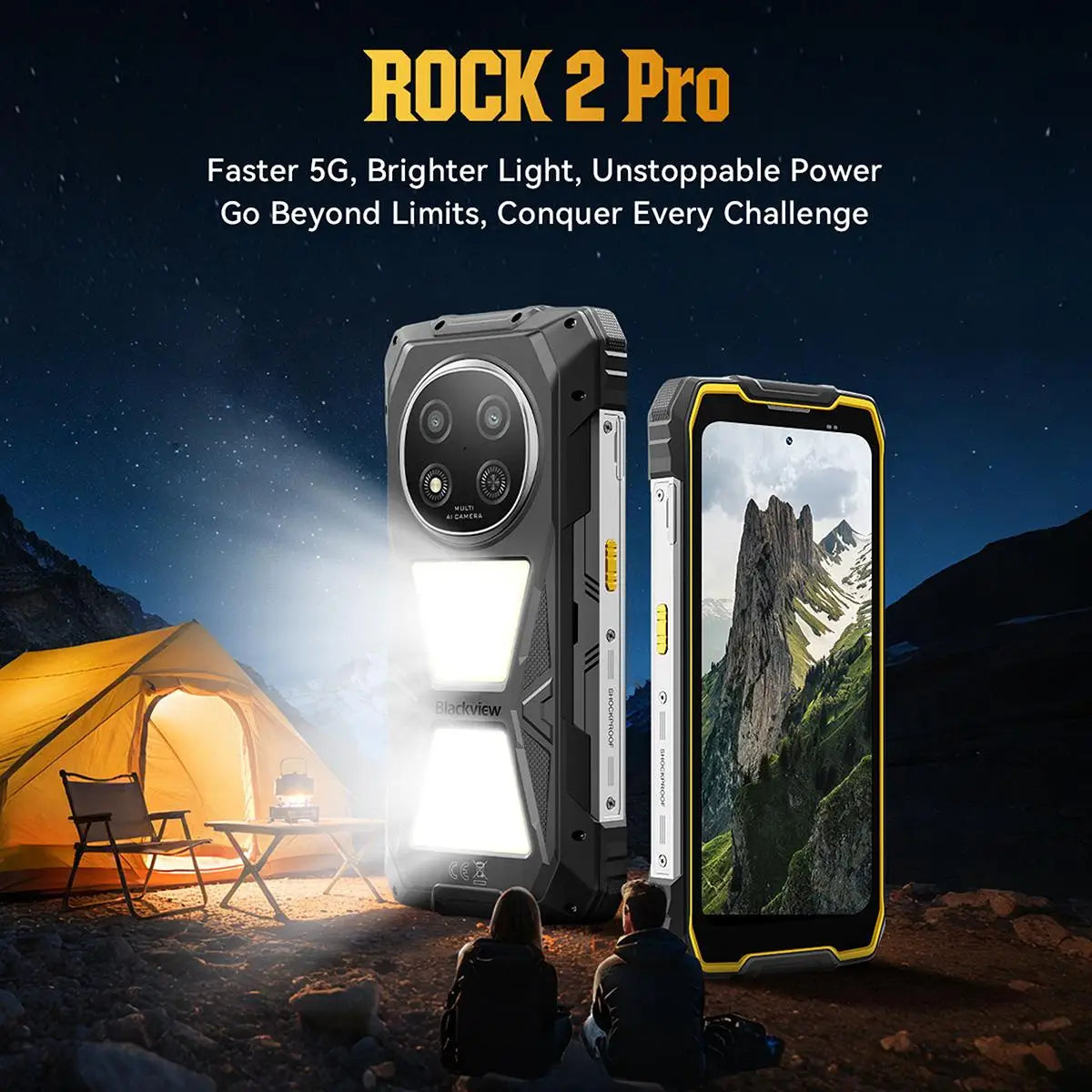 Blackview ROCK 2 Pro Rugged Phone 8GB+256GB 6.67'' 120Hz Display Android 16 15000mAh Unisoc T8100 NFC 5G Smartphone